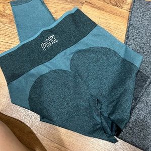 Green Pink Victoria secret leggings